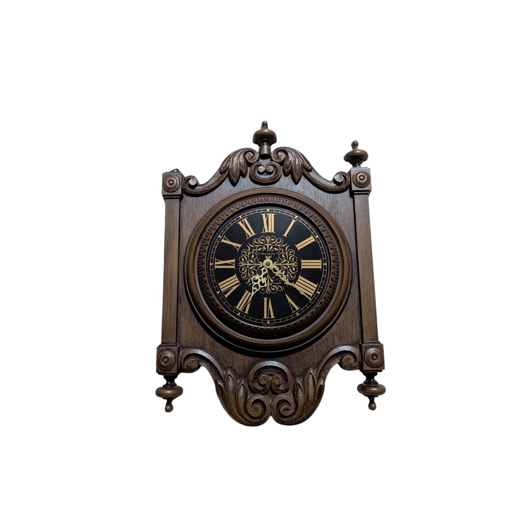 Vintage Burwood Wall Clock w/ New Haven Dial – Ornate Mid-Century Case – Made in